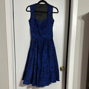 Pinup girl clothing PUG size S Elegant Blue Sleeveless Dress flocked velvet